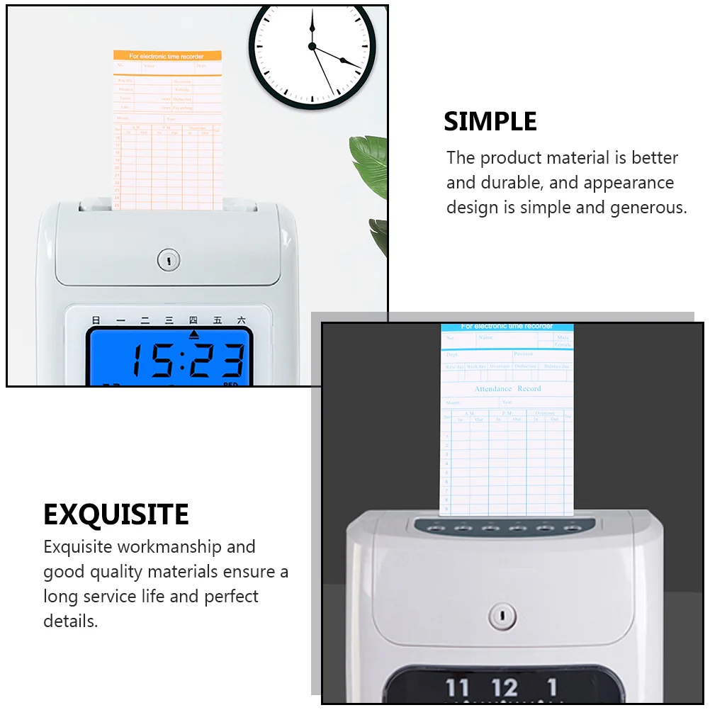 200 Sheets Attendance Card Employee Timecards Paper Trim Office Supplies Simple Design Service Life Quality