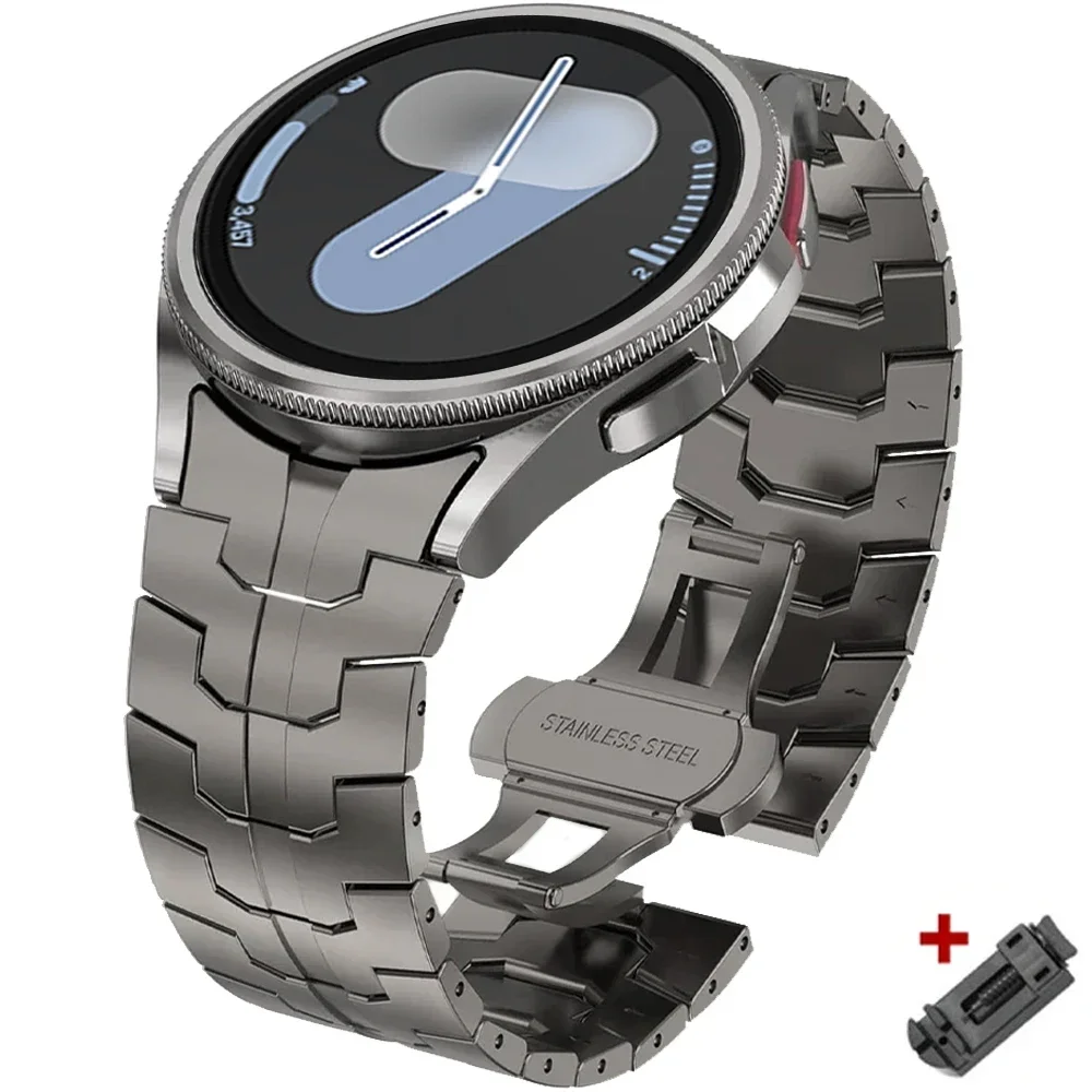 Elegant Stainless Steel No-Gap Metal Watch Strap with Quick-Release Bracelet