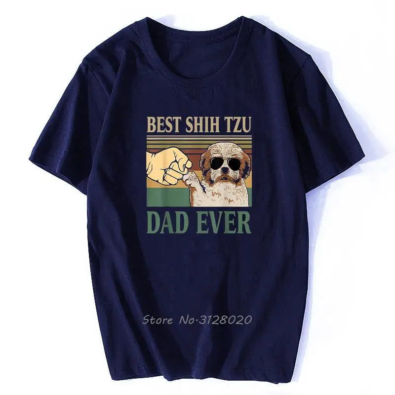 Vintage Beste Shih Tzu Papa Immer Hund T-Shirt Männer Baumwolle T-shirt Lustige T-shirts Streetwear Harajuku – Detail 5