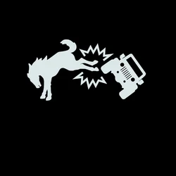 Humorous Bucking Kicking Car Bumper Sticker - Waterproof Die - Cut Decoration - 15CM (WHITE)