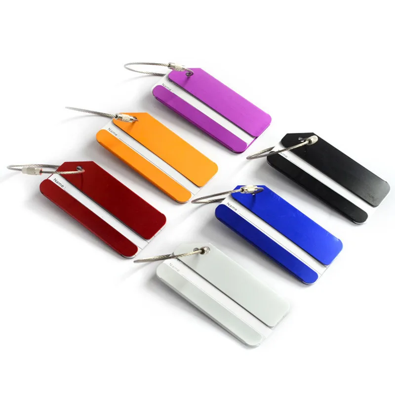 Luggage Tag Aluminium Alloy Suitcase Tag Travel Labels Set with Steel Loop ID Luggage Tags for Suitcases Travel Accessories