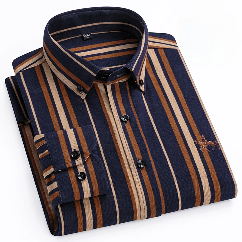 Cotton Shirt Plus size 6XL cotton korean fashion long-sleeve shirts for men slim fit formal plain shirt striped houndstooth plaid clothes