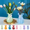 Flower Vase Nordic Plastic Vase Shatterproof Flower Vase with Ruffled Mouth Dried Flowers Holder with Bow for Home Decor 3