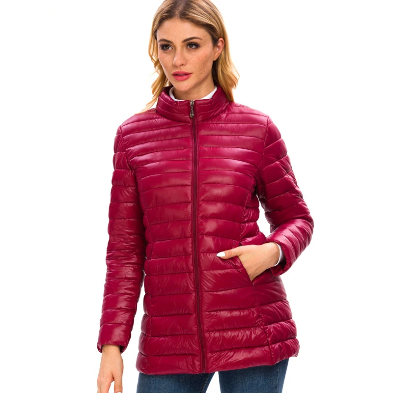Vangull Casual Slim Wine Red Women Basic Jacket Long Sleeve Zipper Pocket Coat  Female Winter Warm Soft Ladies Long Cotton Parkas| | - AliExpress