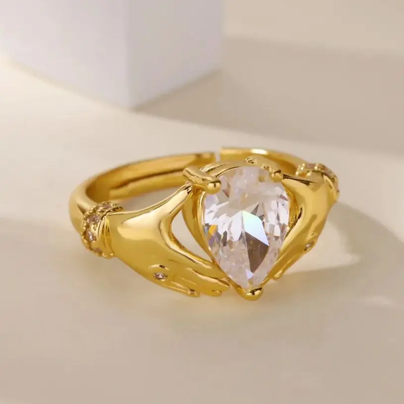 Zircon Ring for Women 18K Gold Plated Stainless Steel