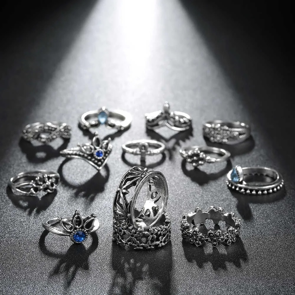 Meyfflin Vintage Knuckle Ring Set für Frauen Mode Anel Aneis Bague Femme Stein Midi Finger Ringe Boho Schmuck 10 teile/satz – Detail 12