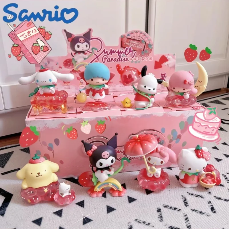 

Sanrio Sweet Strawberry Paradise Blind Box Cute Kitty Cinnamoroll Melody Action Figure Model Toy Doll Mystery Box Girl Gift