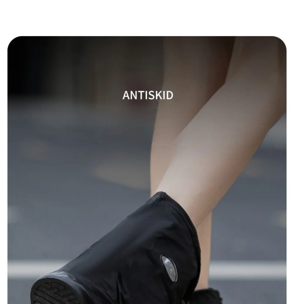 1 Paar wasserdichte High-Top-Überschuhe, schwarz, rutschfest, wiederverwendbar, für Motorrad, Radfahren, Fahrrad, Herren und Damen, Überschuhe, PVC-Schutz – Detail 10