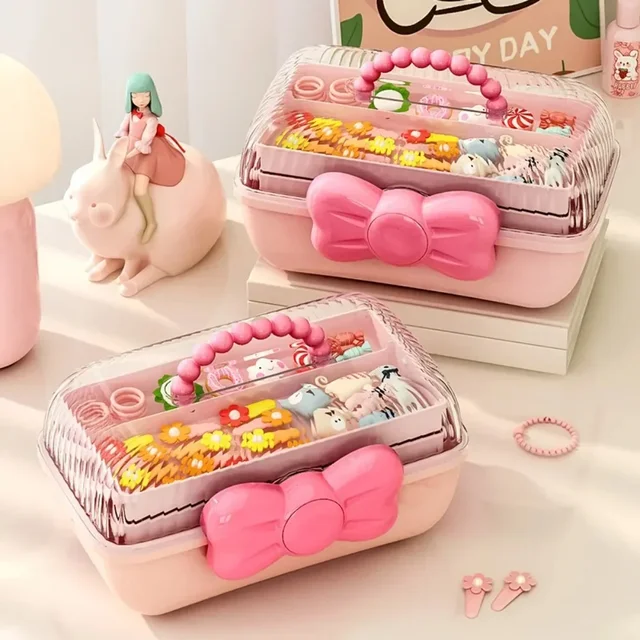 Boîte de rangement multicouche pour épingles à cheveux, boîte à bijoux mignonne pour filles, boîte de rangement d'accessoires pour cheveux d'enfants, boîte de rangement de jouets 1