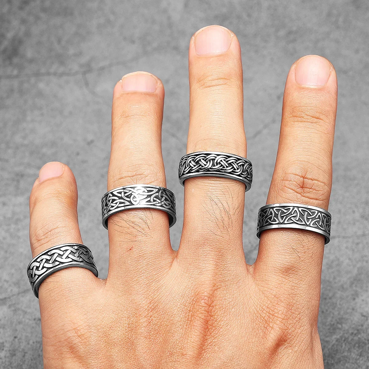 Viking Celtic Knot Men Rings Stainless Steel Simple Aesthetic Retro Punk Rock Women Jewelry Fashion Accessories Gift Wholesale 2