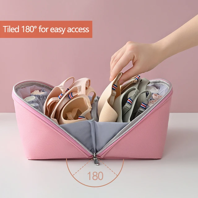 Travel Bra Storage Bag Multifunctional Underwear Organizer Bag Travel  Clothes Bra Socks Divider Pouch Women Portable Cosmetic Stuff Washing  Bag,Pink