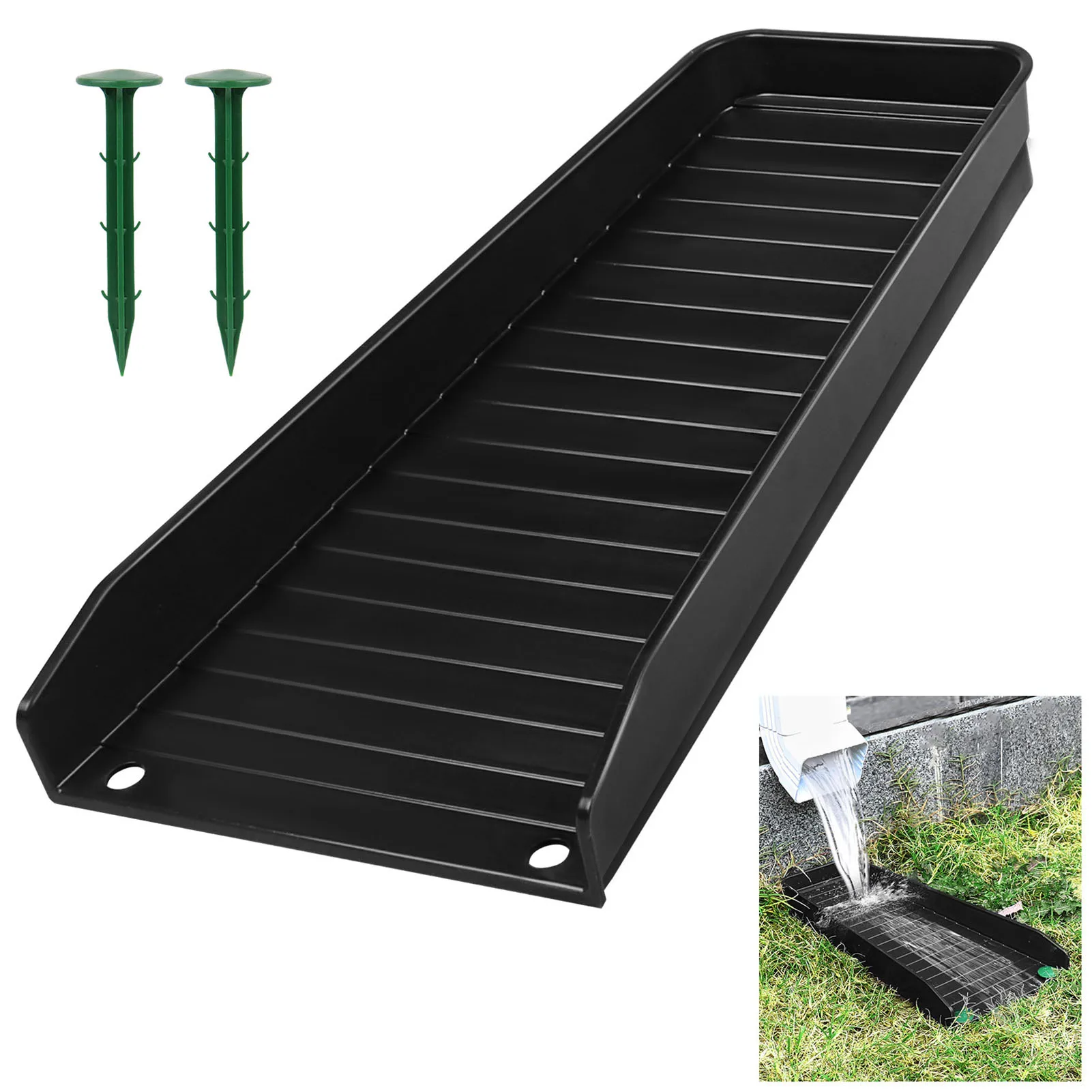 4PCS Downspout Splash Block Rain Gutter Downspout Extensions Fixable Extender with 8 Fixing Nails House Protection