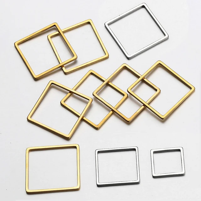 20pcs Gold Color Stainless Steel Square Frame Charms Pendants for Earrings Necklace DIY Jewelry Making Accessories Supplies