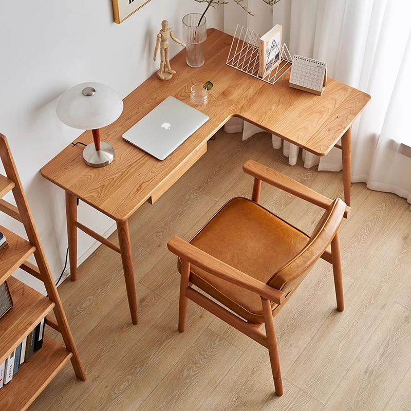 

Minimalist Wooden Table Computer Desk Ergonomic Home Study Computer Desk Stand L-shaped Accessories Bureau Work Bench