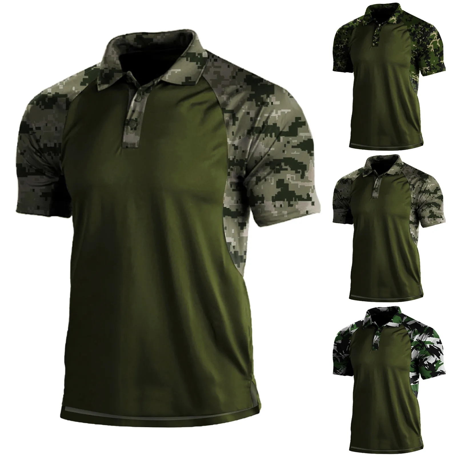 Polo de camuflaje para hombre camisa holgada con cuello de solapa polo-de-camuflaje-para-hombre-camisa-holgada-con-cuello-de-solapa