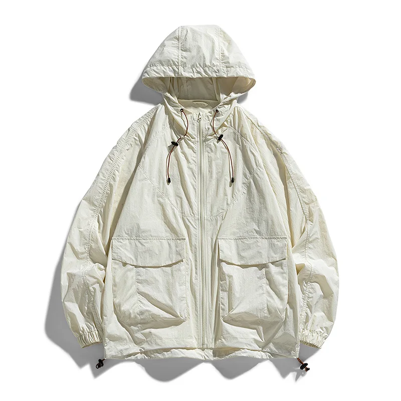 

Quick Dry Men Hooded Sunscreen Clothing Comfortable Breathable Sun Protection Male Jacket Outdoor Sports Water-Proof Thin Coat