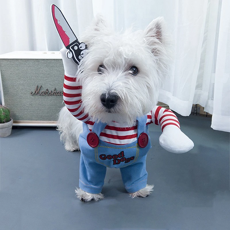 Halloween Dog Clothes 2022 Funny Dog Clothes Dogs Cosplay Costume Halloween Comical Outfits Holding A Knife Set Pet Cat Dog Festival Party Clothing 2022 Aliexpress