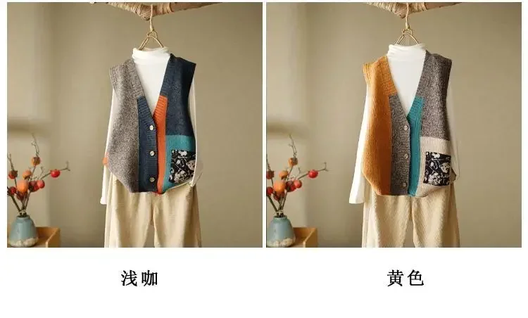 Korean Fashion Crop Sweater Women Vest Solid Loose Casual Sweater Vest Cable Knit Sweater Vest For Women Luxury Designer Tops