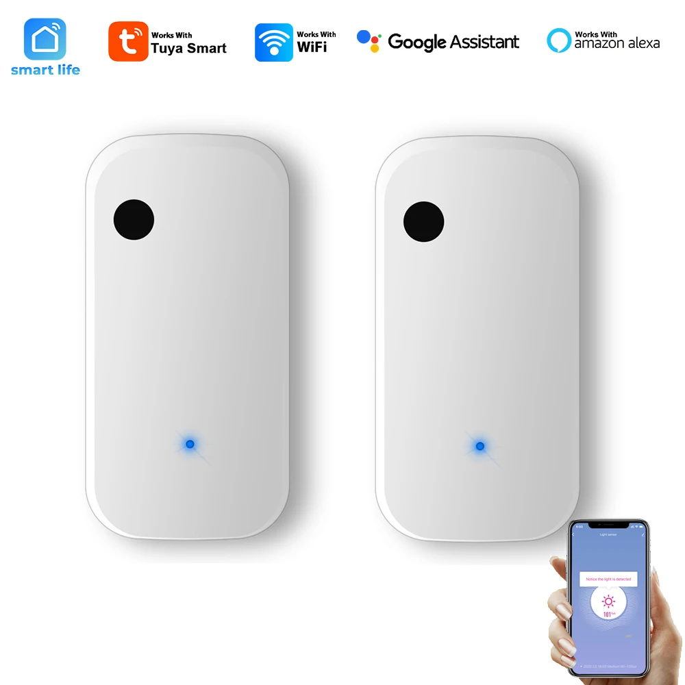 Tuya Smart Wifi Light Sensor Lux Meter Medir Iluminação Brighteness Detector para Automação Residencial Linkage Smart Curtain Open