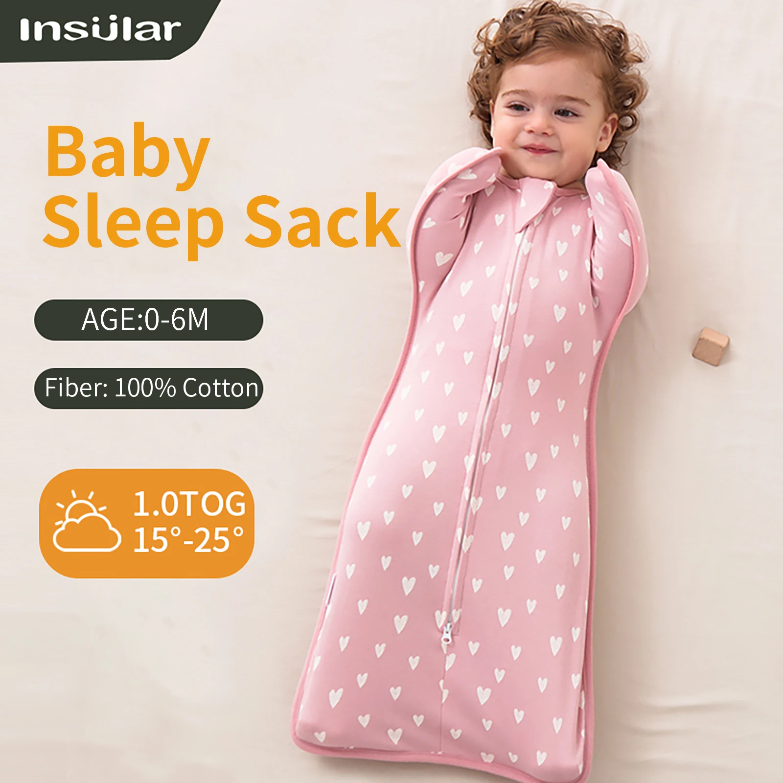 Newborn Cotton Swaddle with Zipper 2