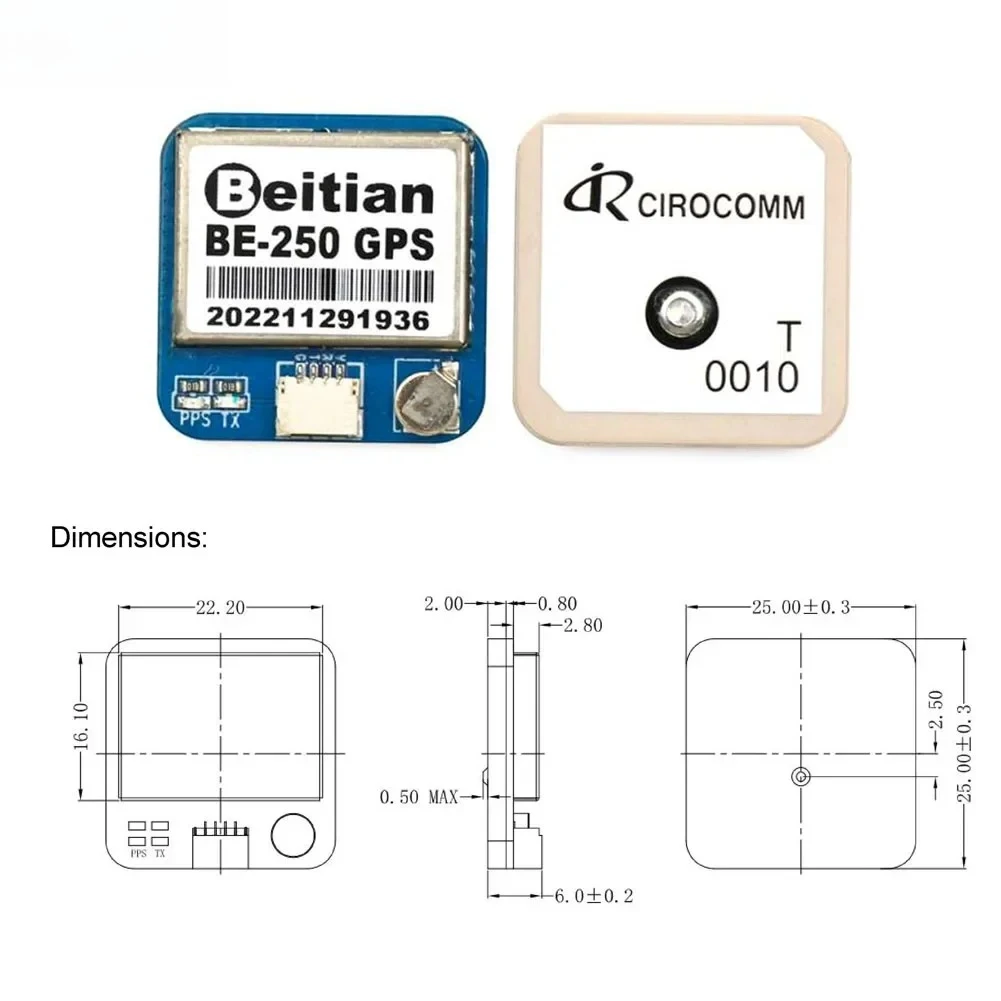 5PCS Beitian M10 BE-250 BE250 GPS 모듈 세라믹 안테나(플래시 포함) GNSS 차량용 드론용 초저전력 GNSS 수신기