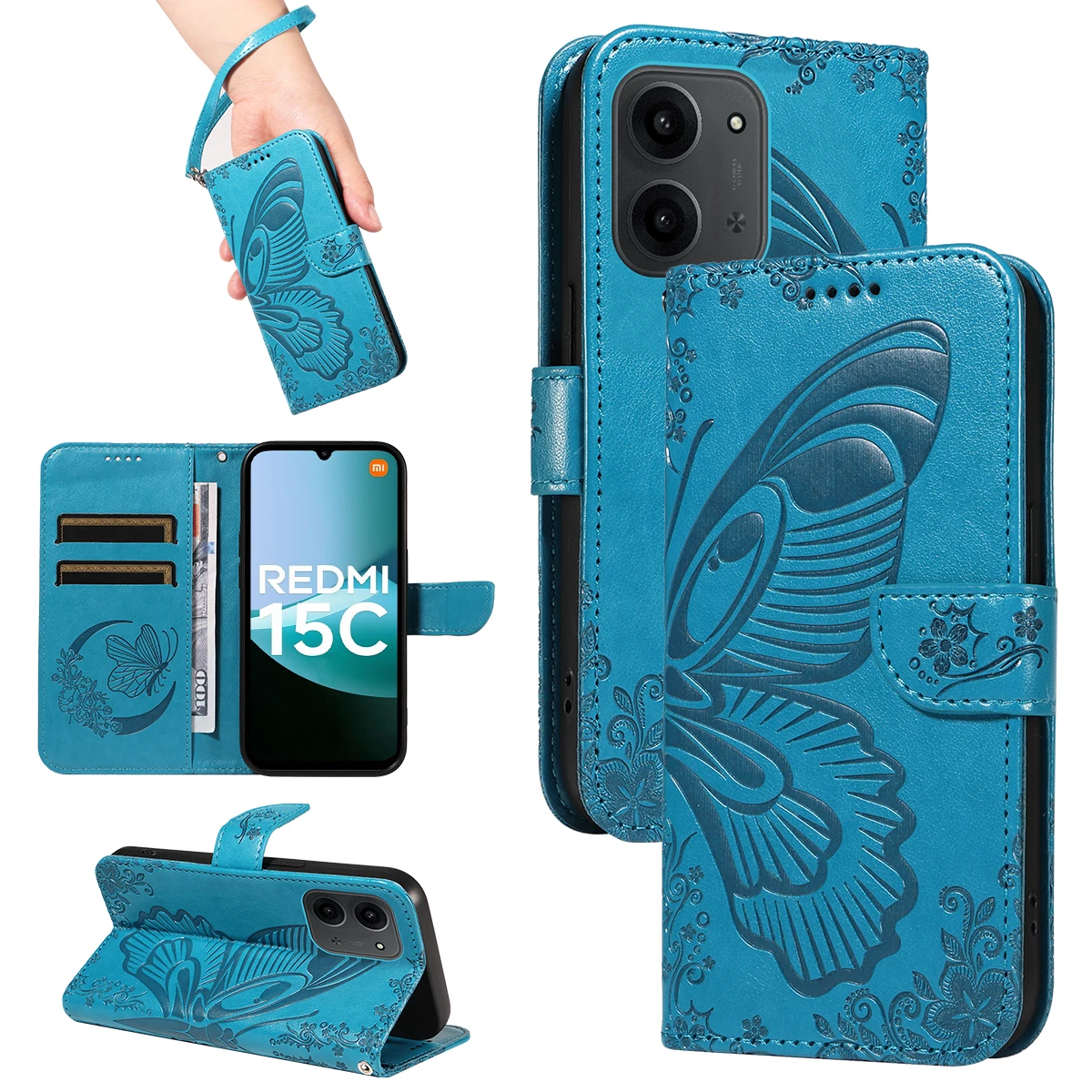 Butterfly Design Flip Leather Phone Case - Fashionable Animal Print Book Cover