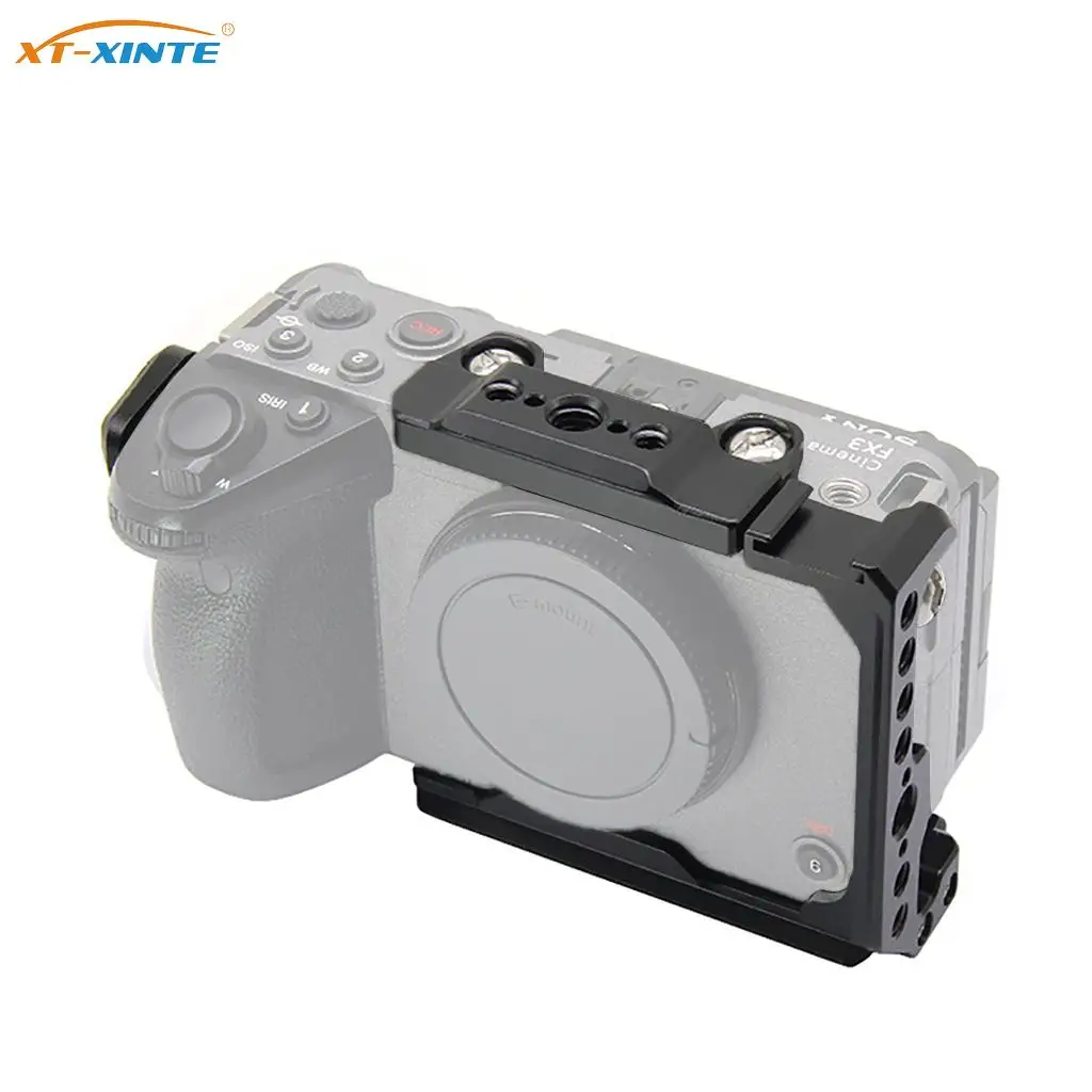 

Aluminum Alloy Camera Cage Rig for Sony FX30 FX3 DSLR Camera Protective Cage with 1/4 3/8 Holes Cold Shoe Mount NATO Rail Mount