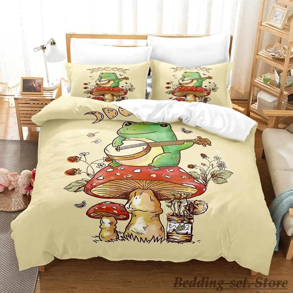 Cute Frog Pattern Bedding Set - Queen Size Comforter With Pillowcases For Kids & Teens Room