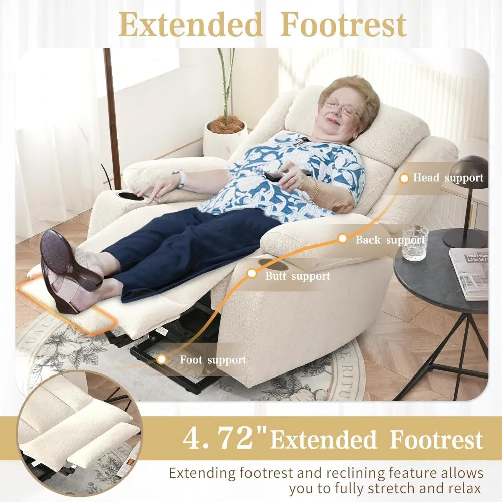 Electric Lift Recliner Chair for Seniors, Oversize with Remote Control, 400lbs Capacity & Extended Footrest