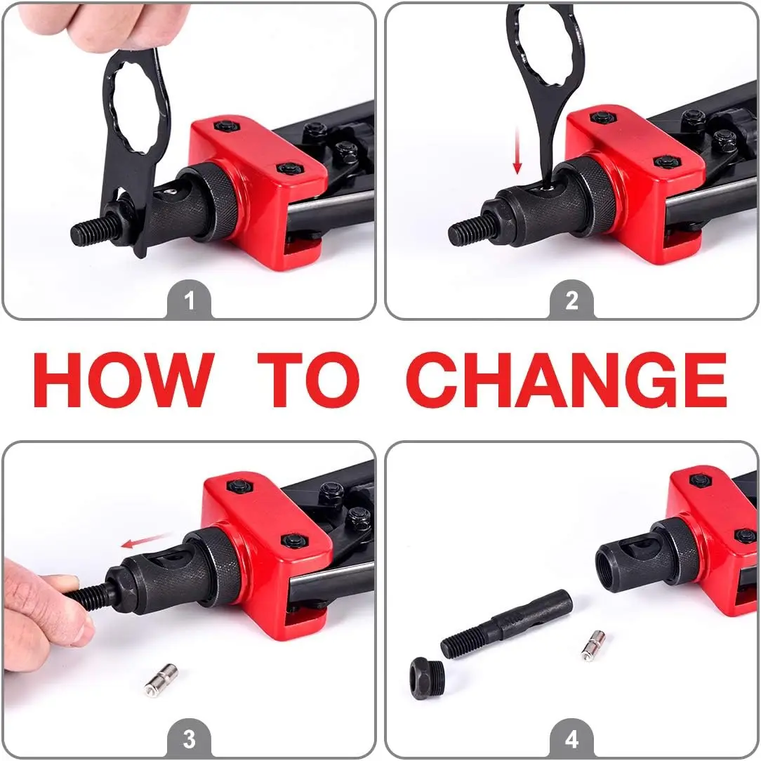 Rivet Nut Tool Professional Hand Rivet Nut Setter Kit 14" Labor-Saving and Compact Design Including 6 Interchangeable