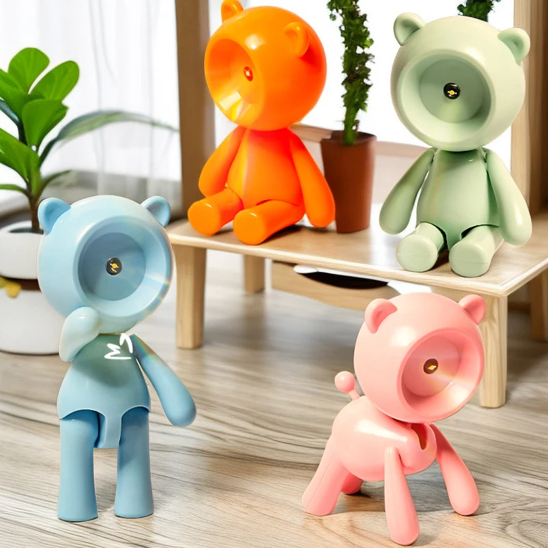 

Mini Bear Table Lamp Model Dollhouse Miniature LED Night Light Cute Bear Table Lamp Model Home Decor Toy Doll House Accessories