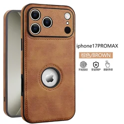 Luxury Fashion Leather Case with Air Shockproof and Premium Camera Lens Protection - iPhone 15 Plus (Brown)