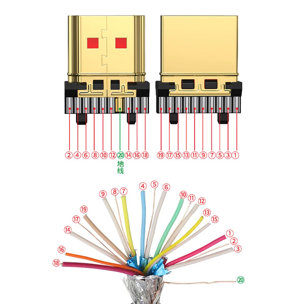 1PCS HDMI 2.0 High-Definition 4K 60Hz DIY Connector