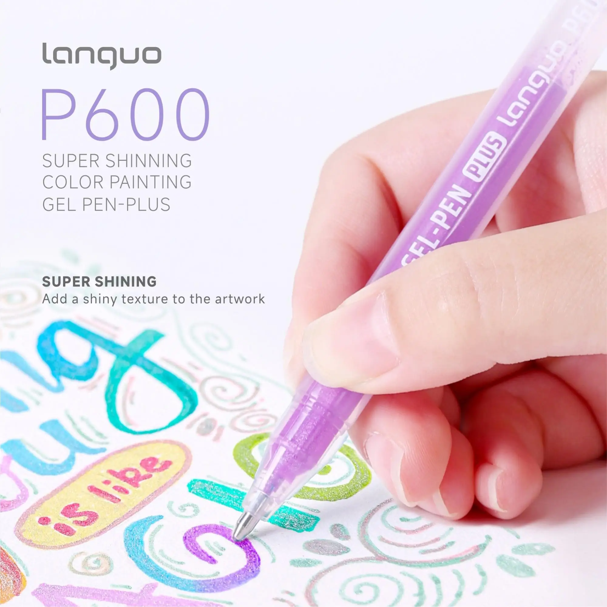 16-72 색상 Languo 젤 펜 세트 반짝 이는 페인팅 볼펜 1.0mm 드로잉 학생 쓰기 펜 사무실 학교 용품 문구