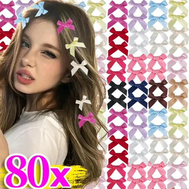 8/80Pcs Mini Bowknot Haar Clips Frauen Ballett Stil Band Süße Bogen Haar Zubehör Schöne Haarnadel Mädchen Fringe seite Clips