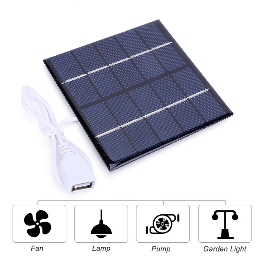 5W 5V Solar Charger USB Battery Charger Outdoor Portable For Mobile Phone Power Bank Waterproof Polysilicon Solar