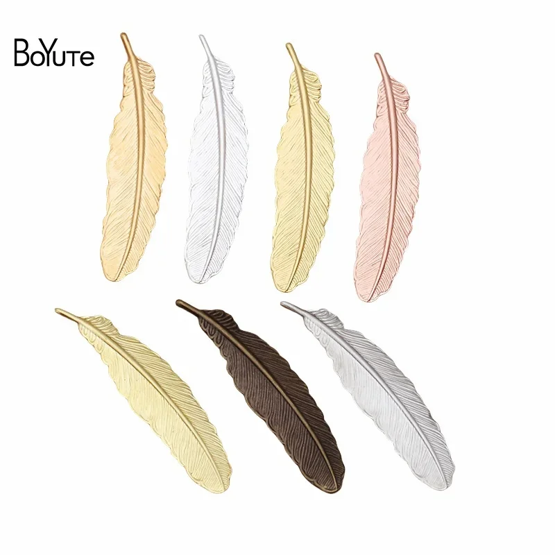 

BoYuTe Wholesale (50 Pieces/Lot) 52MM Feather Charm Metal Brass Materials DIY Charms for Jewelry Making