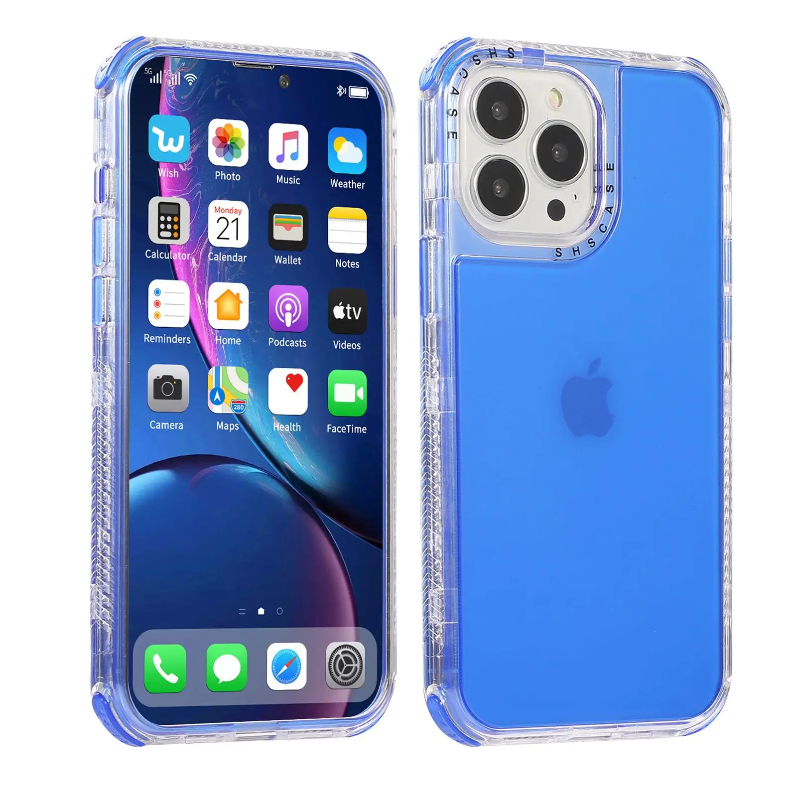 Transparent Candy Color Military Shockproof Phone Case - 3-in-1 Design