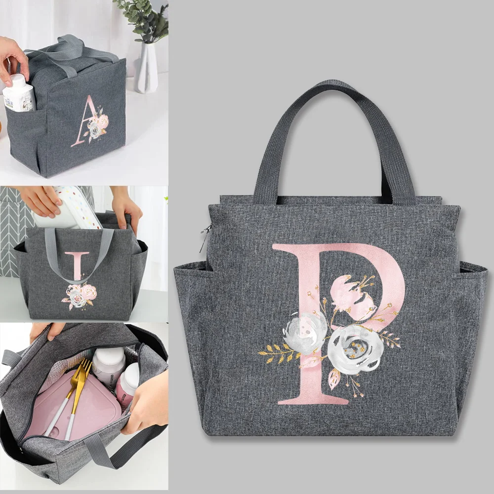 Insulated Canvas Lunch Tote - Thermal Food Picnic Bag