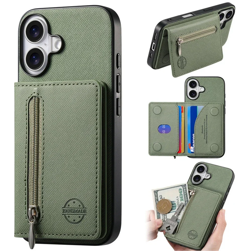 Luxury Zipper Leather Wallet Back Cover - Premium Case and Etui