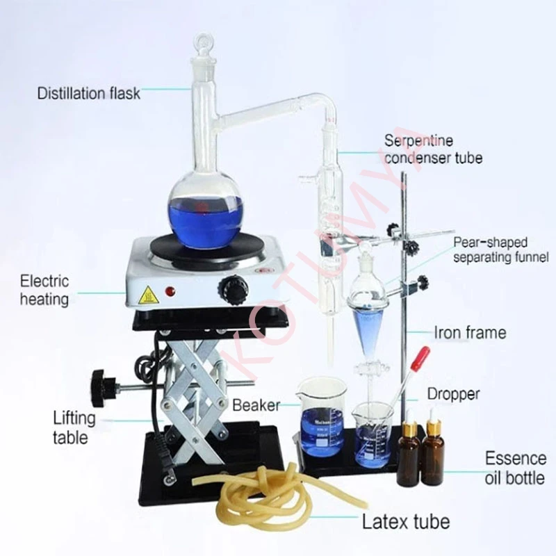 Full Glass Flat Bottomed Electric Heating Distillation Set 500ML Essential Oil Distillation Extraction Device