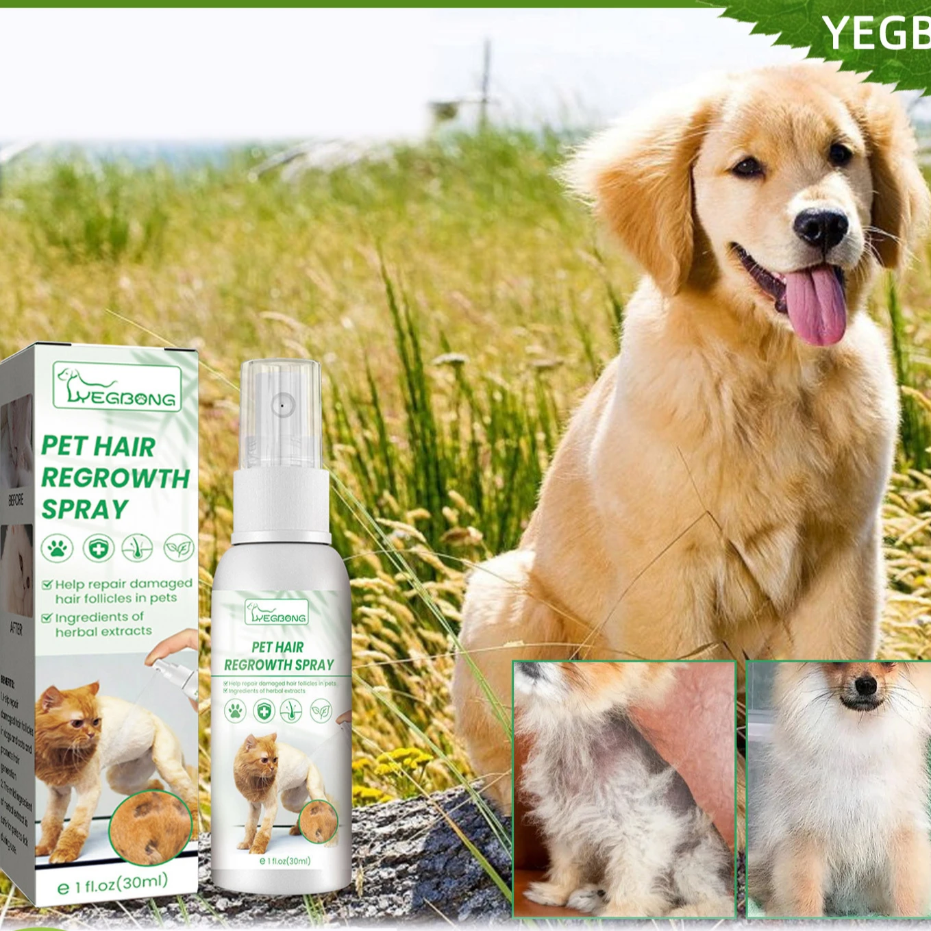 Pet Hair Enhancer, Cat and Dog Hair Conditioning Repair Damaged Follicle Loss Care Spray