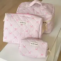 Trendy Cute Zipper Travel Cosmetic Bag With Bow-Knot Portable Cosmetic Pouch Makeup Organizer Toiletry Case For Women And Girls 1