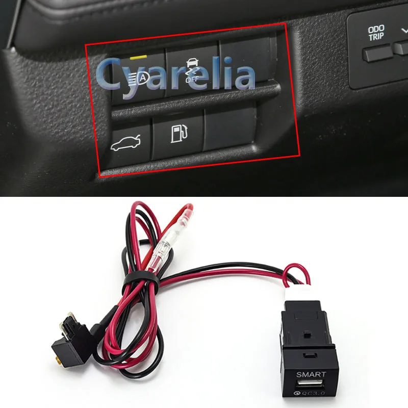 

Автомобильное зарядное устройство с синим светом QC3.0, USB-разъем, зарядное устройство для Toyota Avalon, автомобильные аксессуары