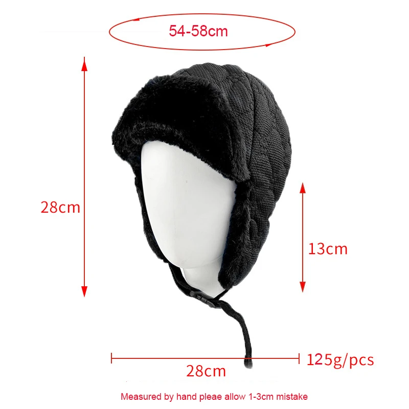 Plush Thicken Women Bomber Hats Winter Earflap Trapper Cap Cycling Windproof Cold Proof Pullover Pilot Hat for Men\'s LeiFeng Hat