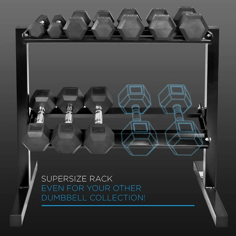 Rubber Hex Dumbbell Set with Rack 4