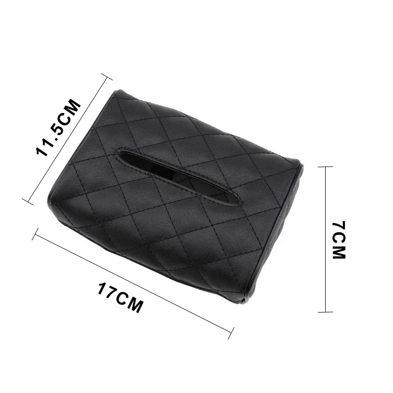 Tissue Box Solid Color Checkered Leather Wear-Resistant Car Seat Back Hanging Tissue-Bag