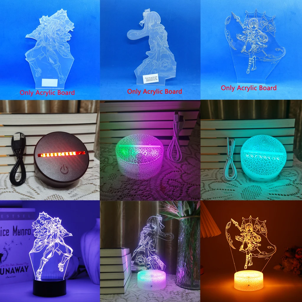 

Tighnari Genshin Impact Nilou 3D Led Night Lamp For Kids Anime Light Cyno Room Decor Base And Acrylic Board Are Sold Separately