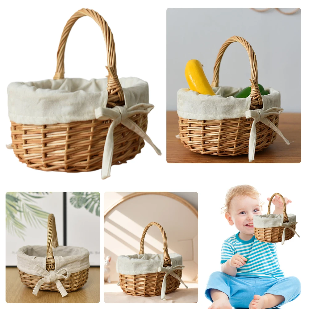 Wicker Picnic Basket with Handle Storage Basket Picnic Hamper for Picnics Camping