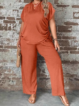 بلوزة صيفية فضفاضة بأكمام قصيرة وبنطلون مطاطي 5